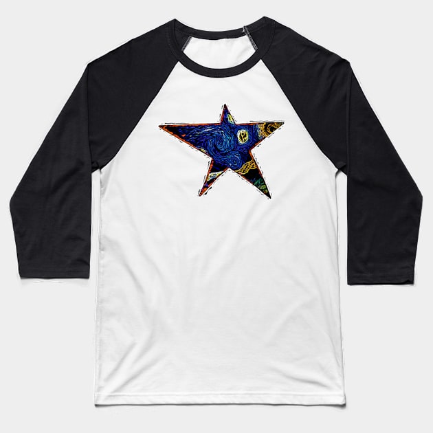 Stormy Star Baseball T-Shirt by TeeJaiStudio